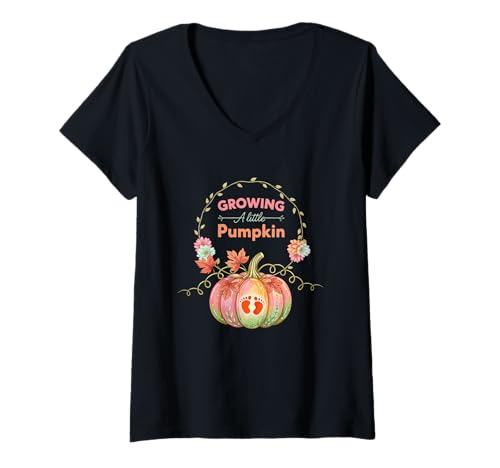 Damen Growing A Little Pumpkin T-Shirt mit V-Ausschnitt Damen Growing A Little Pumpkin T-Shirt mit V-Ausschnitt von Growing A Little Pumpkin Funny Ideas