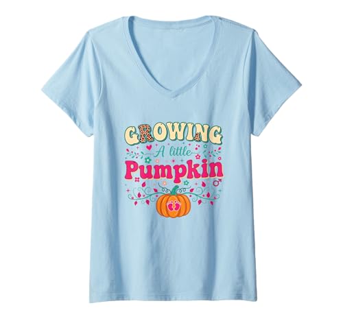 Damen Growing A Little Pumpkin T-Shirt mit V-Ausschnitt Damen Growing A Little Pumpkin T-Shirt mit V-Ausschnitt von Growing A Little Pumpkin Funny Ideas