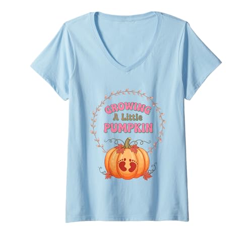 Damen Growing A Little Pumpkin T-Shirt mit V-Ausschnitt Damen Growing A Little Pumpkin T-Shirt mit V-Ausschnitt von Growing A Little Pumpkin Funny Ideas