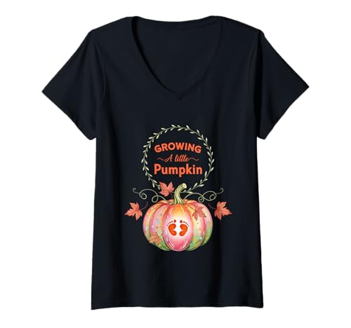 Damen Growing A Little Pumpkin T-Shirt mit V-Ausschnitt Damen Growing A Little Pumpkin T-Shirt mit V-Ausschnitt von Growing A Little Pumpkin Funny Ideas
