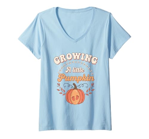 Damen Growing A Little Pumpkin T-Shirt mit V-Ausschnitt Damen Growing A Little Pumpkin T-Shirt mit V-Ausschnitt von Growing A Little Pumpkin Funny Ideas