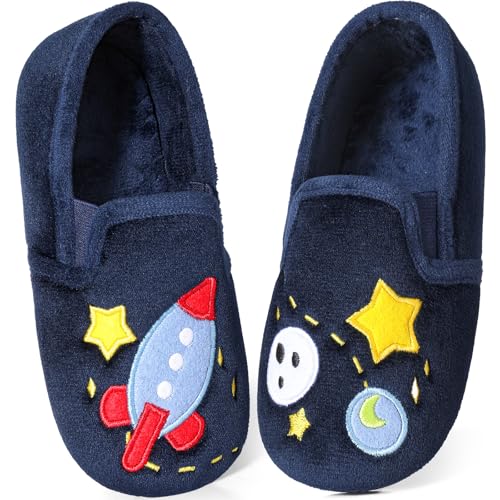 Growmax Hausschuhe Kinder Junge Warm Plush Slippers Rutschfester Einlegesohlen Barfußschuhe Kurzhaar Hüttenschuhe Winter Lauflernschuhe Baby von Growmax