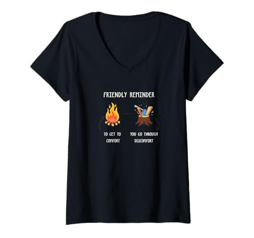Damen Motivierende Erinnerungskunst für Komfort durch Beschwerden T-Shirt mit V-Ausschnitt Damen Motivierende Erinnerungskunst für Komfort durch Beschwerden T-Shirt mit V-Ausschnitt von Growth Mindset Positive Motivational Quote