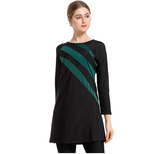 Grsafety Damen Muslimischen Badeanzug - Full Cover Bademode Bescheidene Badebekleidung Swimwear Burkini Frauen, Schwarz-Grün, 2XL von Grsafety