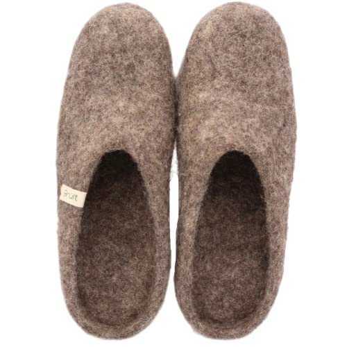 Grült Felt Slipper Grau EU-37, made from sheep's wool with leather sole, Filz Hausschuhe für Damen, Herren | Pantoffel | filzschuhe von Grült