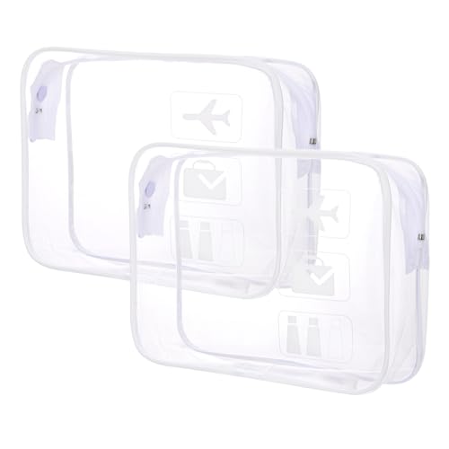 GrünWerk 2 Stück transparenter Kulturbeutel, 20x15CM PVC-Reise-Kulturbeutel, TSA-zugelassene Flüssigkeitstasche Handgepäck, für Familie, Männer und Frauen Reisezubehör, Weiß von GrünWerk