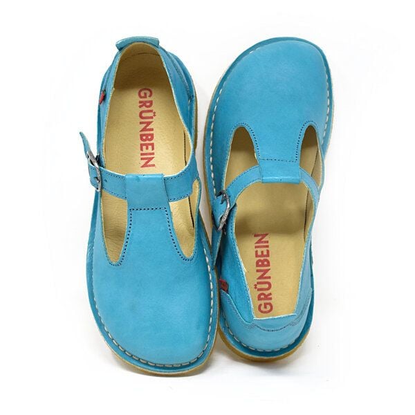 Grünbein Shoes Spangen-Ballerinas Paula II Naturform lose Einlage mauiblau von Grünbein Shoes