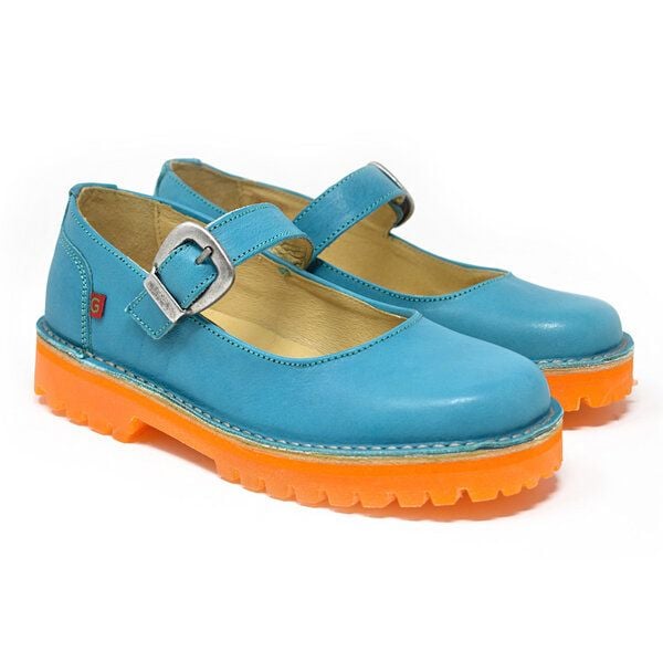 Grünbein Shoes Spangen-Ballerinas Vivienne lose Einlage blau-orange von Grünbein Shoes