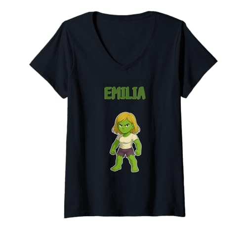 Damen Grüne Emilia und Familie T-Shirt mit V-Ausschnitt Damen Grüne Emilia und Familie T-Shirt mit V-Ausschnitt von Grüne Emilia und Familie Motiv