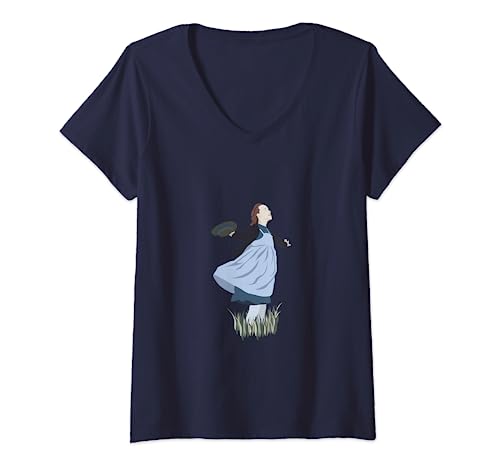 Damen Anne von Green Gables Illustration T-Shirt mit V-Ausschnitt Damen Anne von Green Gables Illustration T-Shirt mit V-Ausschnitt von Grüne Giebel Art