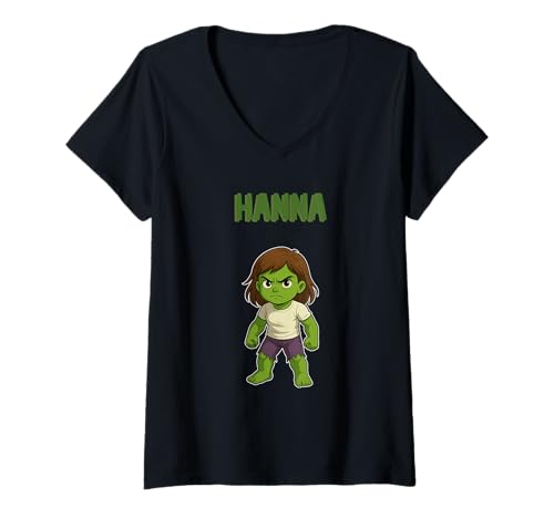 Damen Grüne Hanna und Familie T-Shirt mit V-Ausschnitt Damen Grüne Hanna und Familie T-Shirt mit V-Ausschnitt von Grüne Hanna und Familie Motiv