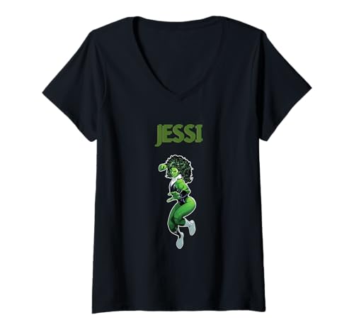 Damen Grüne Jessi und Familie T-Shirt mit V-Ausschnitt Damen Grüne Jessi und Familie T-Shirt mit V-Ausschnitt von Grüne Jessi und Familie Motiv
