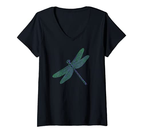 Damen Grüne Libelle T-Shirt mit V-Ausschnitt Damen Grüne Libelle T-Shirt mit V-Ausschnitt von Grüne Libelle Designs