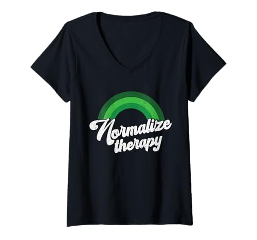 Damen Grüner Regenbogen Psychische Gesundheit Normalisieren T-Shirt mit V-Ausschnitt Damen Grüner Regenbogen Psychische Gesundheit Normalisieren T-Shirt mit V-Ausschnitt von Grüne Schleife - Artikel Zur Sensibilisierung Für