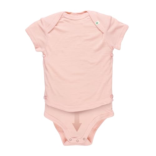 Grünes Glück Baby Body – Zweiteiliger Wolle Seide Body langarm - für entspanntes Umziehen nachts & unterwegs – Einzigartiges Geschenk zur Geburt (rosé - Flexi-Body kurzarm, 50/56) von Grünes Glück