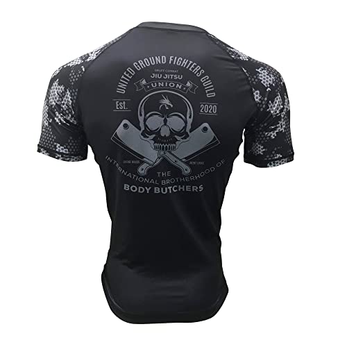 Gruff Combat BJJ Rash Guards Grappling MMA Jiu Jitsu No Gi UFC Shirt Fight Wear Kurzarm, Butchers Union, L von Gruff Combat