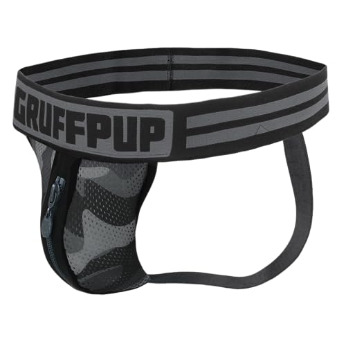 Gruff Pup Leicht zu öffnender Jockstrap mit Reißverschluss, Midnight Camouflage, Large von Gruff Pup