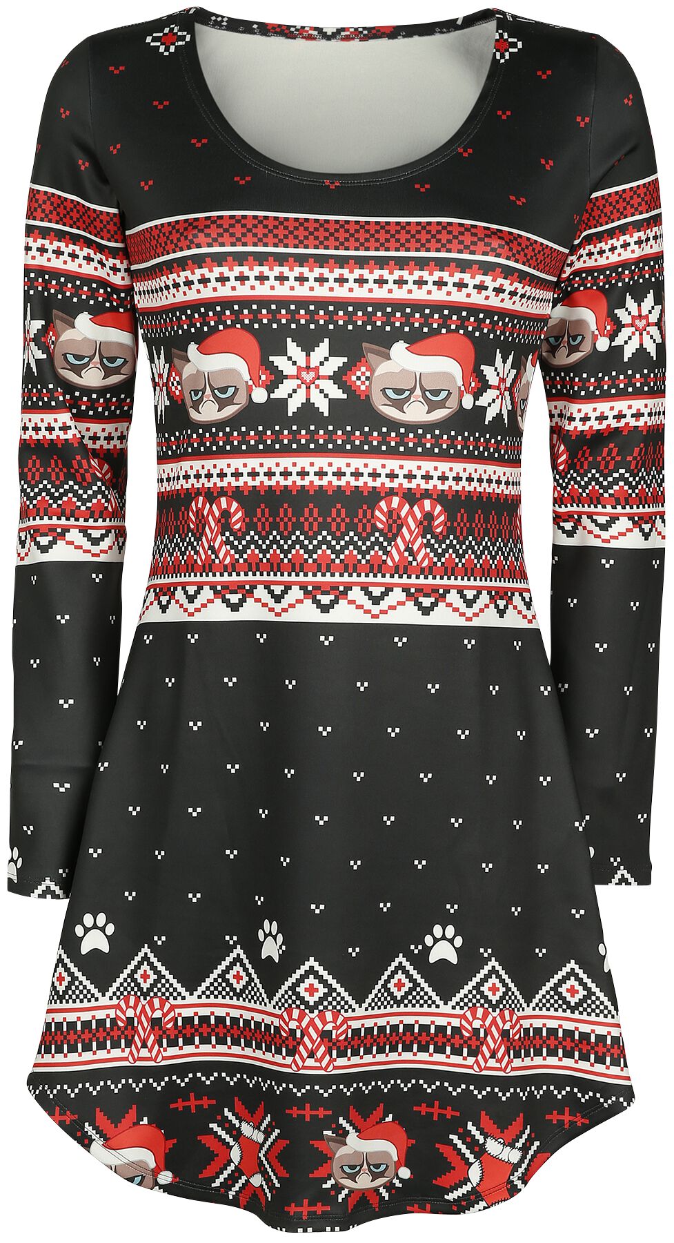 Grumpy Cat Grumpy X-Mas Mittellanges Kleid schwarz rot weiß in XXL Grumpy Cat Grumpy X-Mas Mittellanges Kleid schwarz rot weiß in XXL von Grumpy Cat