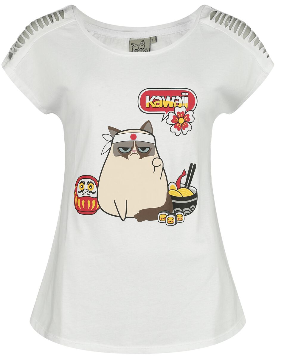 Grumpy Cat T-Shirt - Japanese - S bis 3XL - für Damen - Größe L - weiß  - EMP exklusives Merchandise! von Grumpy Cat