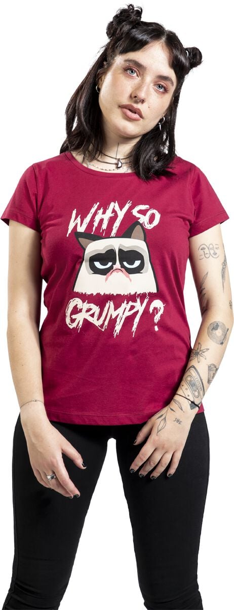 Grumpy Cat T-Shirt - Why So Grumpy? - S bis 3XL - für Damen - Größe S - burgund  - EMP exklusives Merchandise! von Grumpy Cat