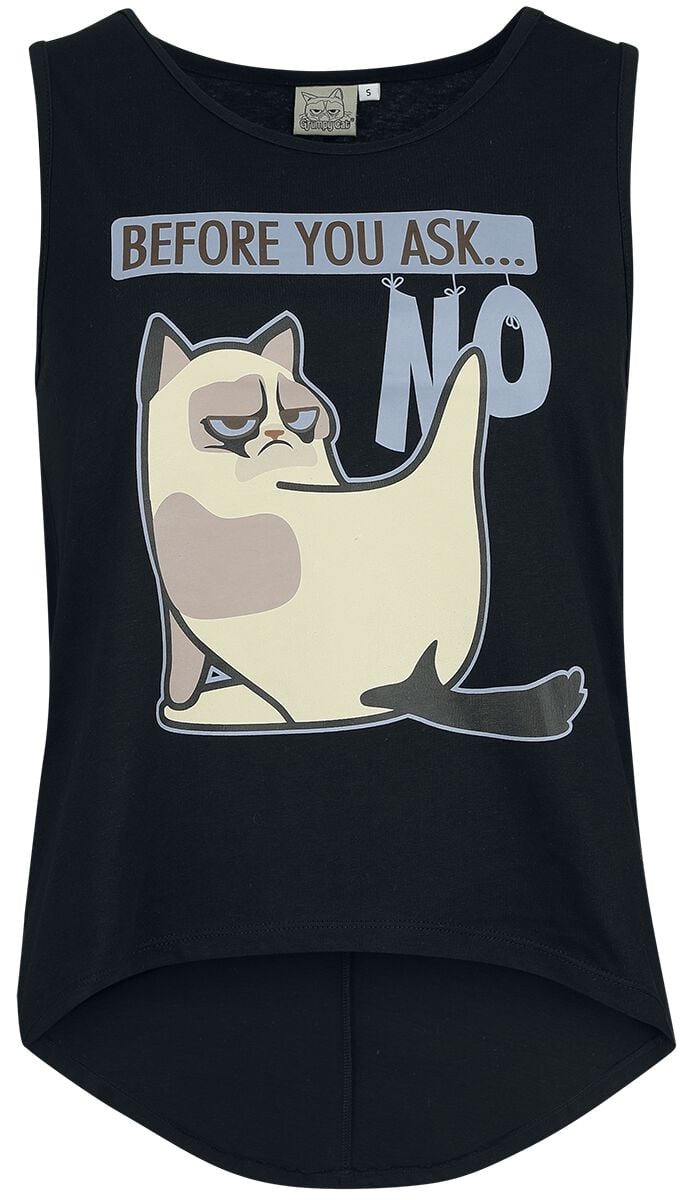 Grumpy Cat Tank-Top - Before You Ask ... No - S bis 3XL - für Damen - Größe XL - schwarz  - EMP exklusives Merchandise! von Grumpy Cat