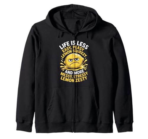 Lustiger Wütender Zitrone Messy Stressy Cartoon Witz Frauen Männer Kapuzenjacke von Grumpy Citrus Humor Sarcastic Food Lover Design