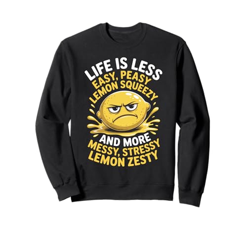 Lustiger Wütender Zitrone Messy Stressy Cartoon Witz Frauen Männer Sweatshirt von Grumpy Citrus Humor Sarcastic Food Lover Design
