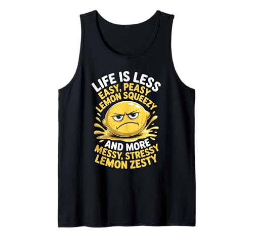 Lustiger Wütender Zitrone Messy Stressy Cartoon Witz Frauen Männer Tank Top von Grumpy Citrus Humor Sarcastic Food Lover Design