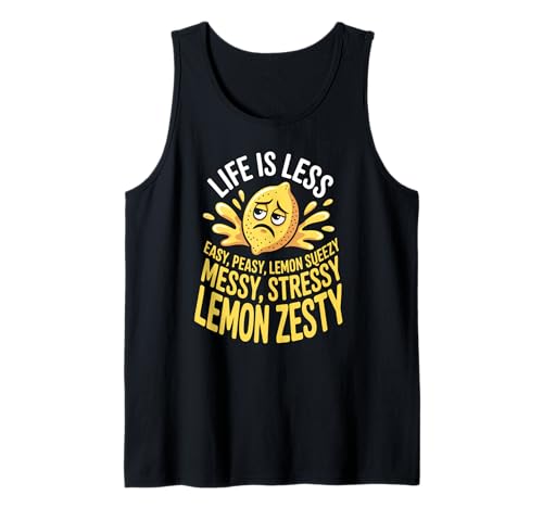 Lustiger Wütender Zitrone Messy Stressy Cartoon Witz Frauen Männer Tank Top von Grumpy Citrus Humor Sarcastic Food Lover Design
