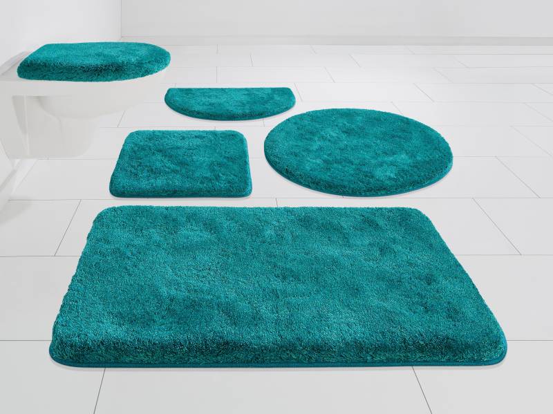 Grund Badematte "Melos, Badvorleger, Badezimmer Teppich, sehr weich" Höhe 27 mm rutschhemmend beschichtet fußbodenheizungsgeeignet melierte Optik, sehr weicher Flor, Melange-Effekt, Made in Europe von Grund