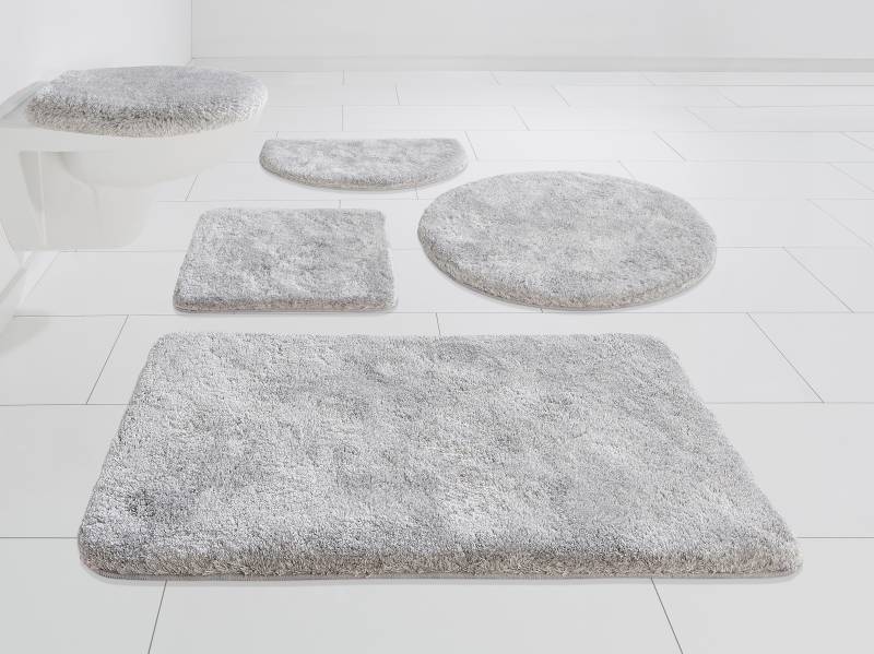 Grund Badematte "Melos, Badvorleger, Badezimmer Teppich, sehr weich" Höhe 27 mm rutschhemmend beschichtet fußbodenheizungsgeeignet melierte Optik, sehr weicher Flor, Melange-Effekt, Made in Europe von Grund