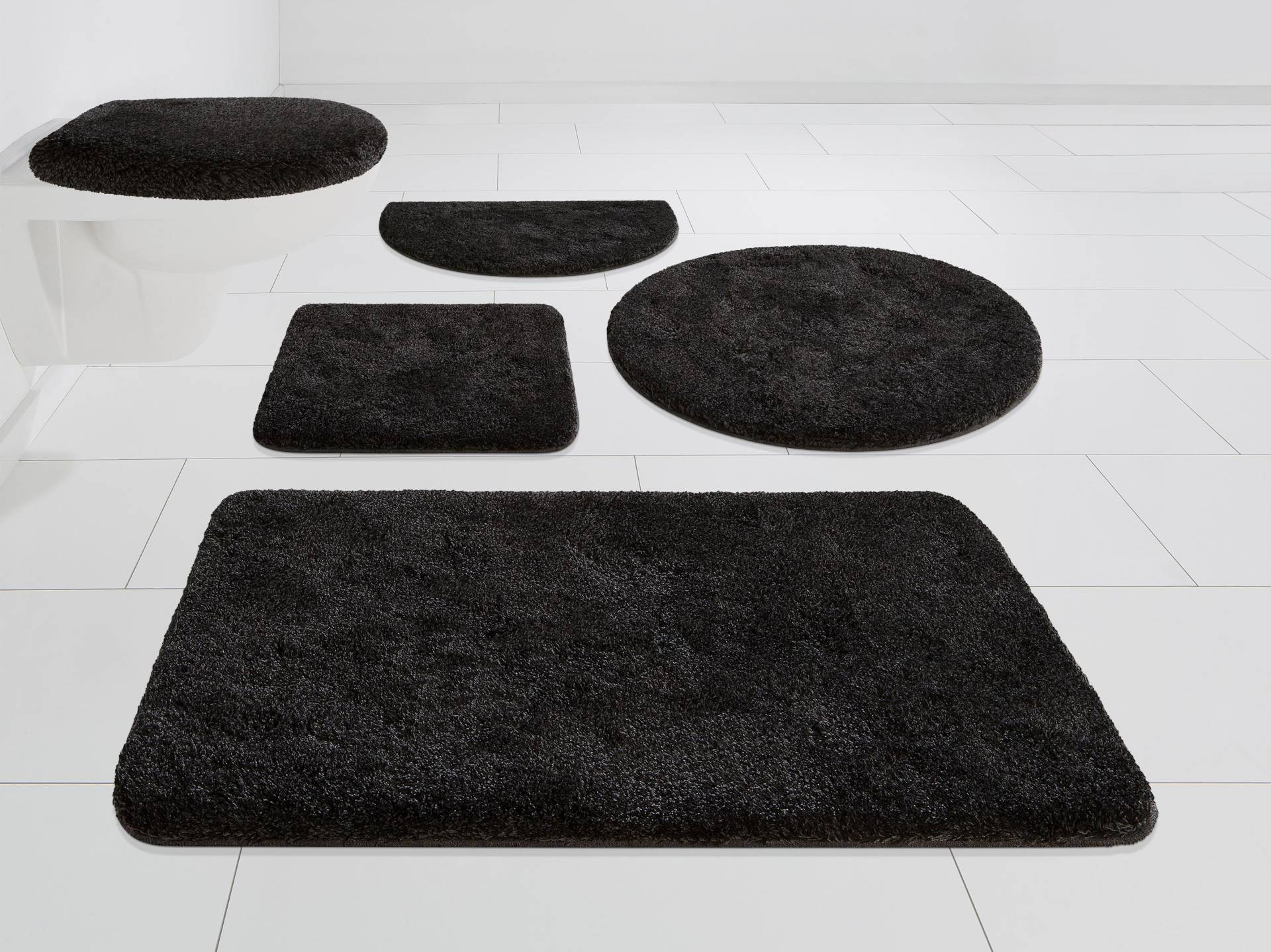 Grund Badematte "Melos, Badvorleger, Badezimmer Teppich, sehr weich" Höhe 27 mm rutschhemmend beschichtet fußbodenheizungsgeeignet melierte Optik, sehr weicher Flor, Melange-Effekt, Made in Europe von Grund