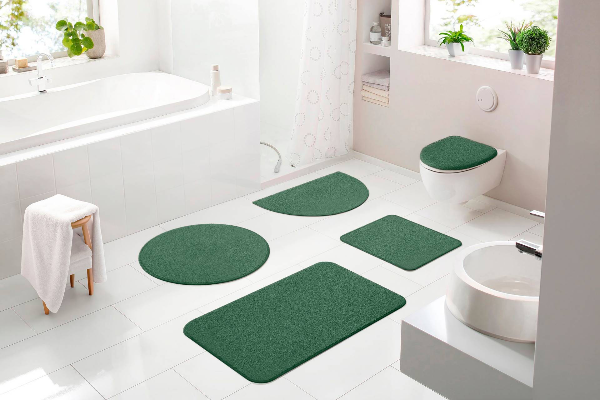 Grund Badematte "Melos, Badvorleger, Badezimmer Teppich, sehr weich" Höhe 27 mm rutschhemmend beschichtet fußbodenheizungsgeeignet melierte Optik, sehr weicher Flor, Melange-Effekt, Made in Europe von Grund