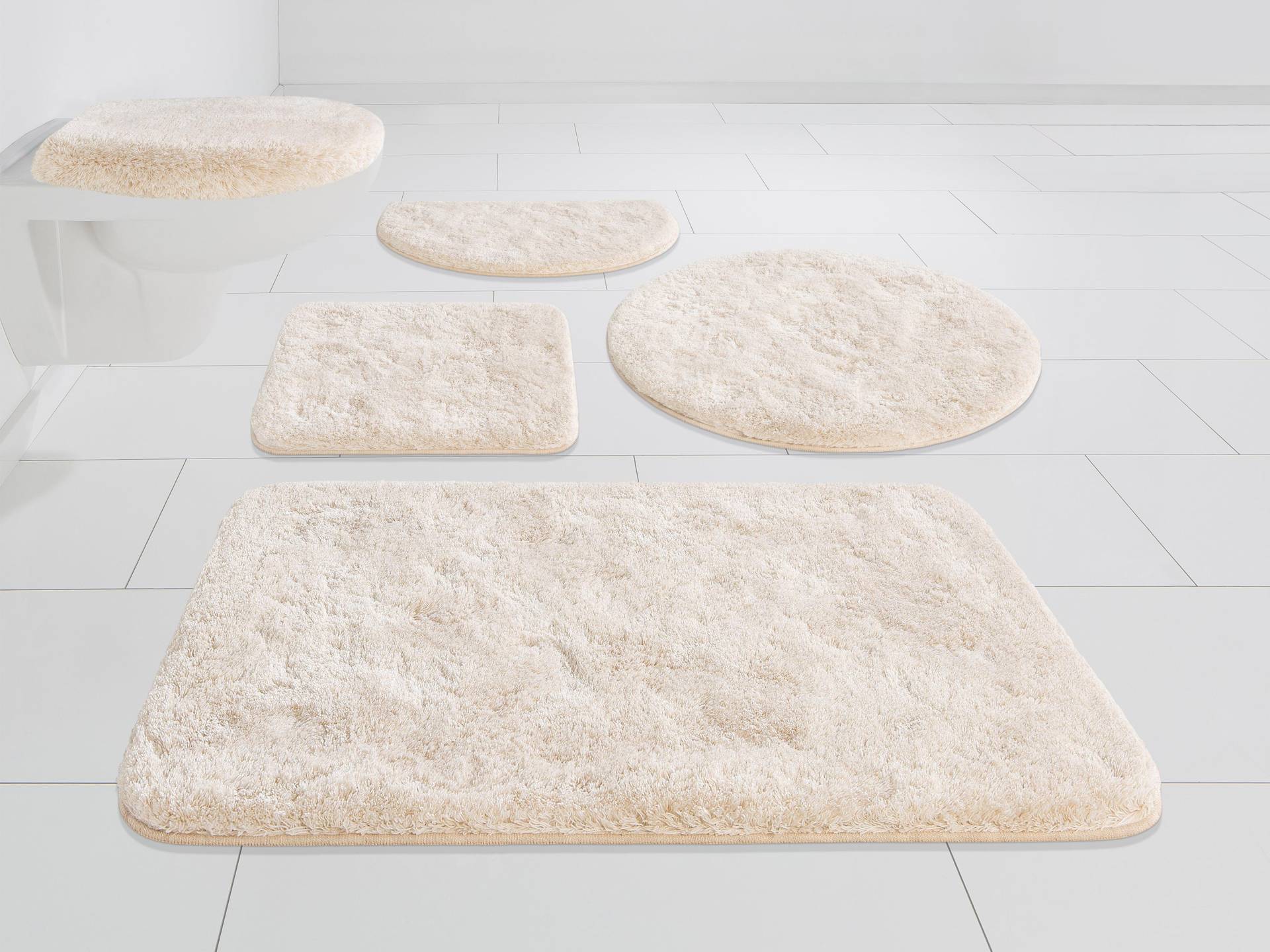 Grund Badematte "Melos, Badvorleger, Badezimmer Teppich, sehr weich" Höhe 27 mm rutschhemmend beschichtet fußbodenheizungsgeeignet melierte Optik, sehr weicher Flor, Melange-Effekt, Made in Europe von Grund