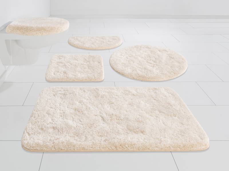 Grund Badematte "Melos, Badvorleger, Badezimmer Teppich, sehr weich" Höhe 27 mm rutschhemmend beschichtet fußbodenheizungsgeeignet melierte Optik, sehr weicher Flor, Melange-Effekt, Made in Europe von Grund