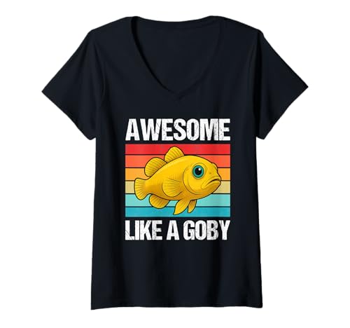 Damen Grundeln Grundel Gobies Goby T-Shirt mit V-Ausschnitt Damen Grundeln Grundel Gobies Goby T-Shirt mit V-Ausschnitt von Grundeln Grundel Gobies Goby Tier Shop