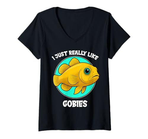 Damen Grundeln Grundel Gobies Goby T-Shirt mit V-Ausschnitt Damen Grundeln Grundel Gobies Goby T-Shirt mit V-Ausschnitt von Grundeln Grundel Gobies Goby Tier Shop