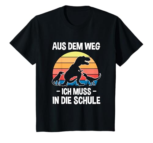Kinder Aus dem Weg muss ich in die Schule T-Rex Dino Einschulung T-Shirt von Grundschule Einschulung 2023 Schulanfang Geschenk