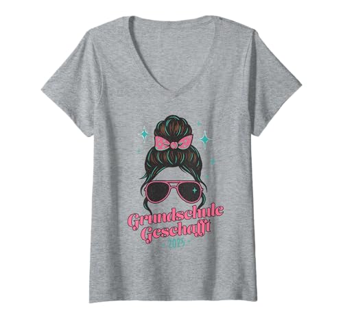 Damen Grundschule Geschafft 2025 Schulkind Abschluss T-Shirt mit V-Ausschnitt Damen Grundschule Geschafft 2025 Schulkind Abschluss T-Shirt mit V-Ausschnitt von Grundschule Geschafft Schulkind Abschluss 2025