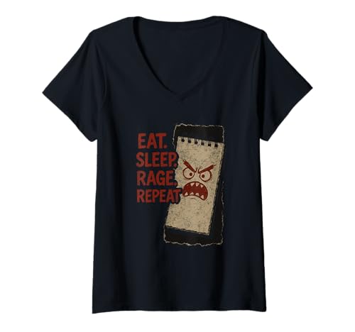 Damen Angry Artist Burnout Humor Creative Rage Art Block T-Shirt T-Shirt mit V-Ausschnitt Damen Angry Artist Burnout Humor Creative Rage Art Block T-Shirt T-Shirt mit V-Ausschnitt von Grunge Creative Chaos Art Block Artist Humor Merch