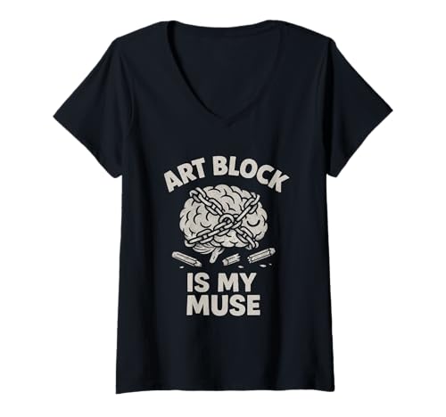 Damen Angry Artist Burnout Humor Creative Rage Art Block T-Shirt T-Shirt mit V-Ausschnitt von Grunge Creative Chaos Art Block Artist Humor Merch