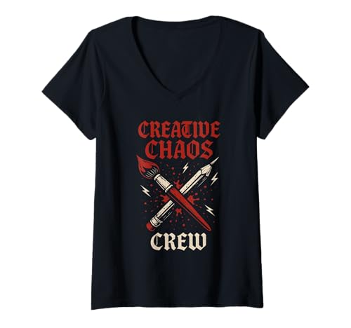 Damen Angry Artist Burnout Humor Creative Rage Art Block T-Shirt T-Shirt mit V-Ausschnitt Damen Angry Artist Burnout Humor Creative Rage Art Block T-Shirt T-Shirt mit V-Ausschnitt von Grunge Creative Chaos Art Block Artist Humor Merch