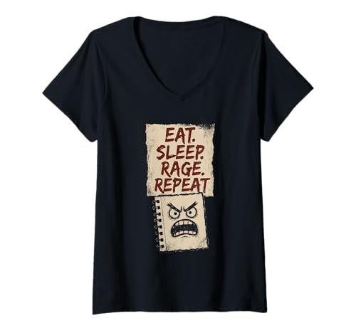 Damen Angry Artist Burnout Humor Creative Rage Art Block T-Shirt T-Shirt mit V-Ausschnitt Damen Angry Artist Burnout Humor Creative Rage Art Block T-Shirt T-Shirt mit V-Ausschnitt von Grunge Creative Chaos Art Block Artist Humor Merch
