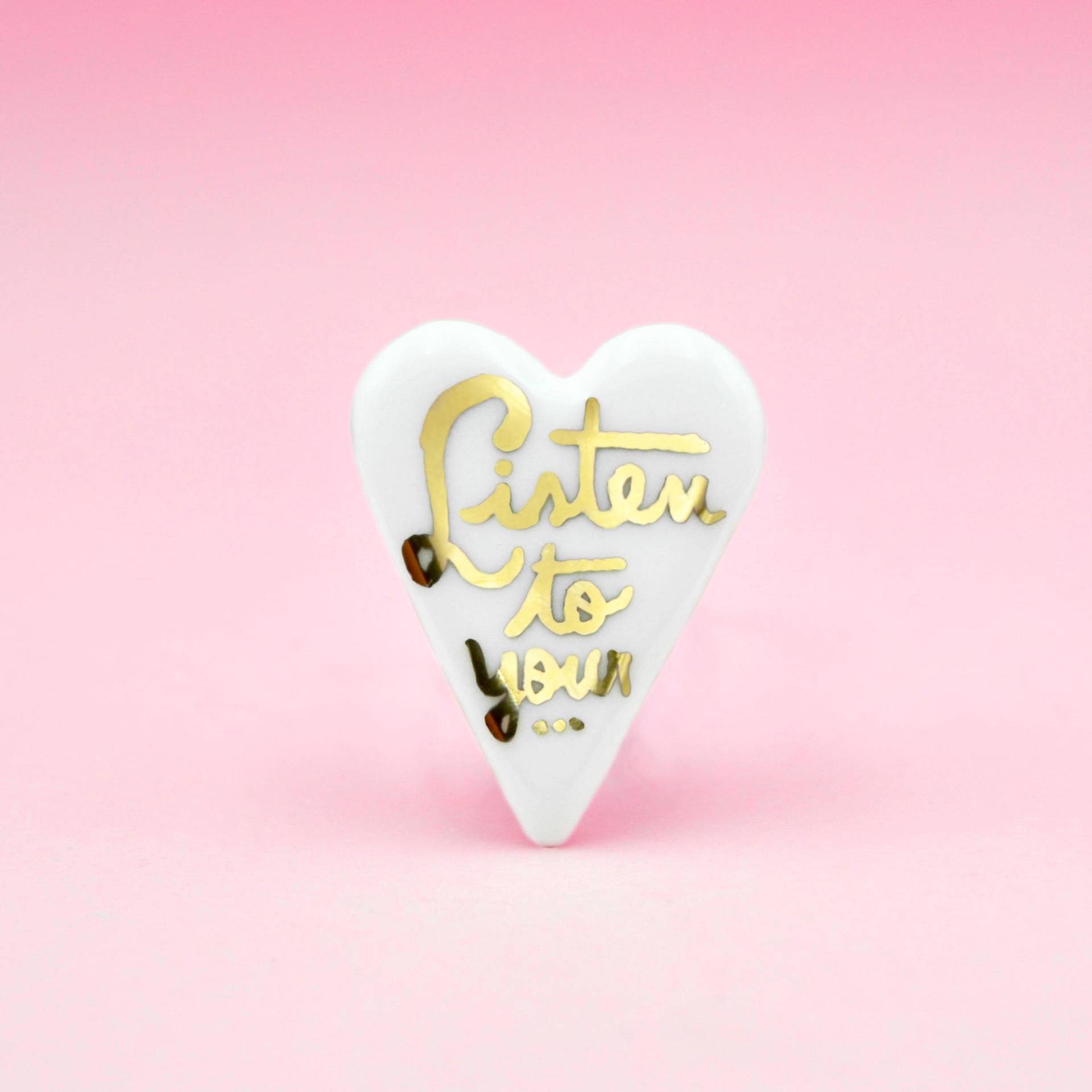 Herz Pin Brosche, Hör Auf Dein Herz, Motivierende Zitate von GruniCeramica