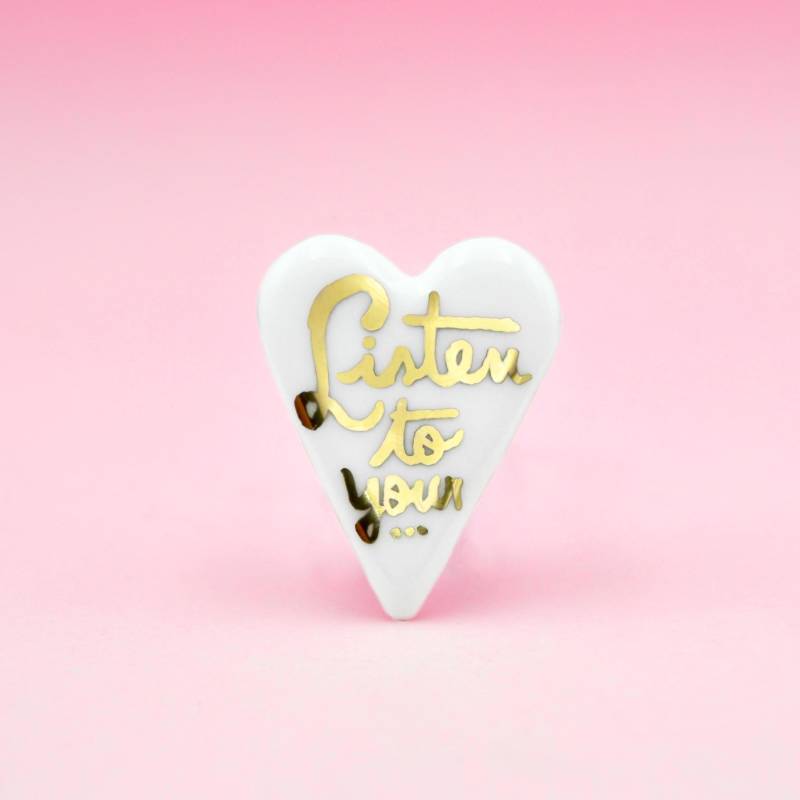 Herz Pin Brosche, Hör Auf Dein Herz, Motivierende Zitate von GruniCeramica