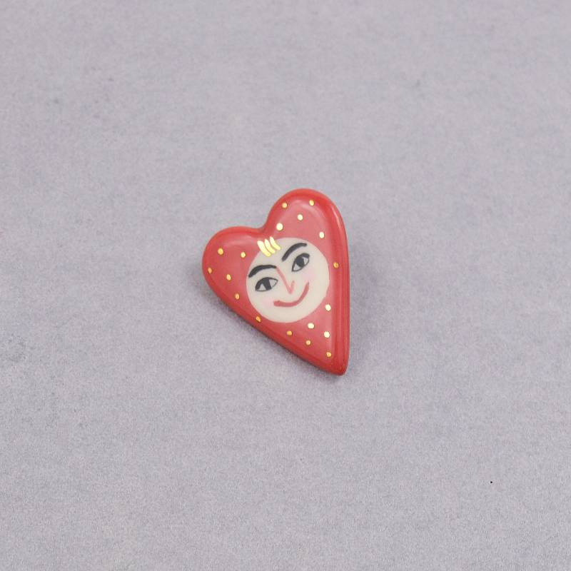 Keramik Brosche, The Happy Heart Pin von GruniCeramica