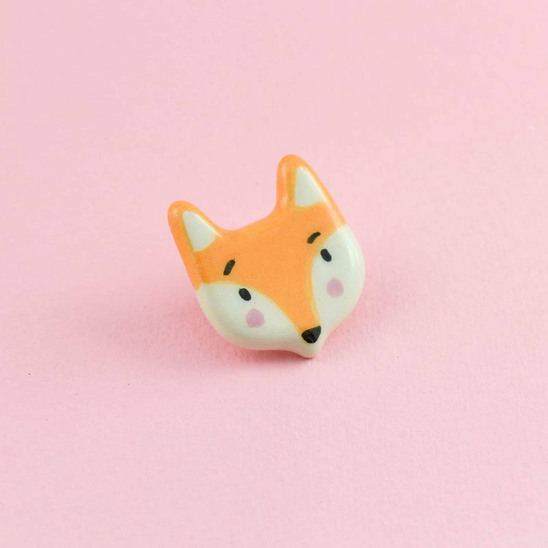 Niedliche Keramik Anstecker Für Kinder, Handgemachte Fuchs Anstecker, Kleines Geschenk Kinder von GruniCeramica
