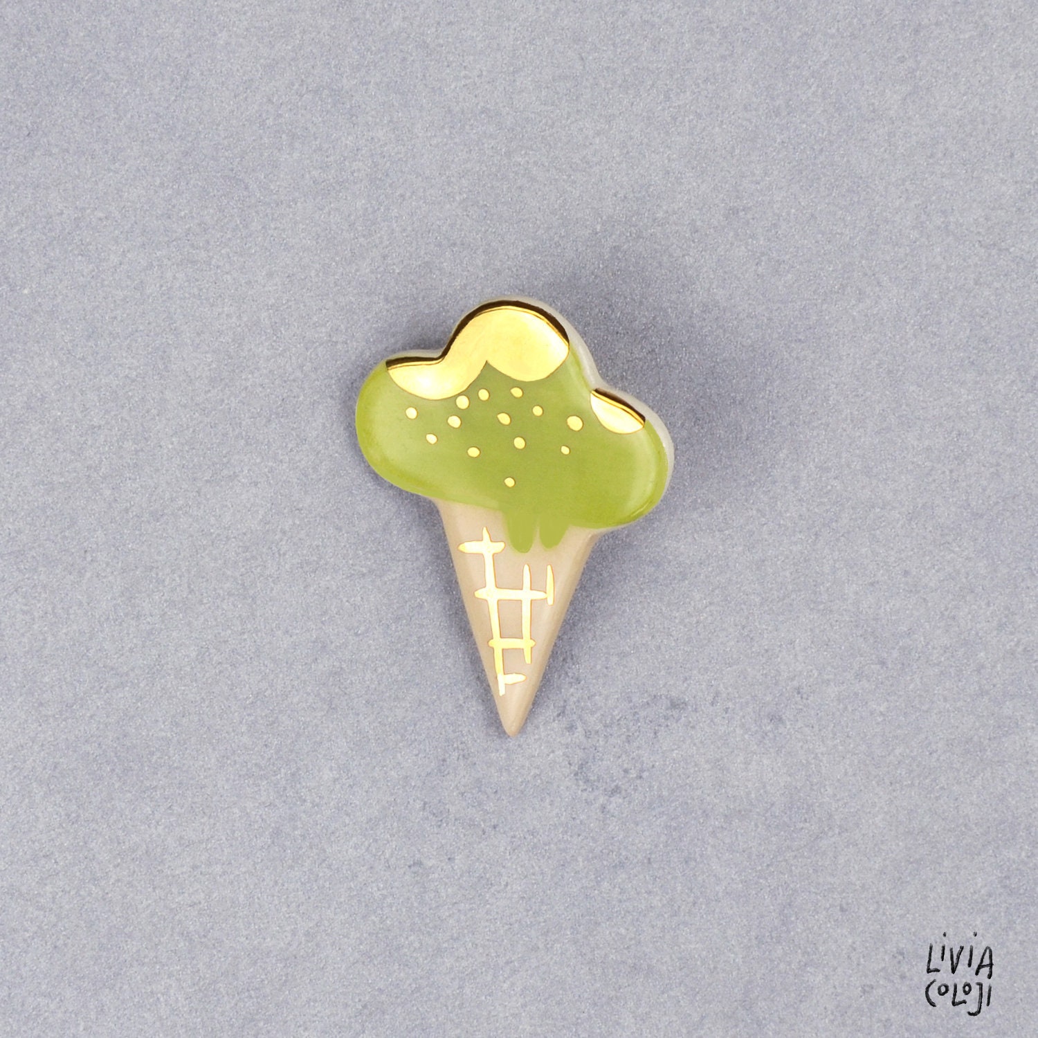 Pistazie Eis Keramik Pin Brosche, Geschenk Für Foodie von GruniCeramica