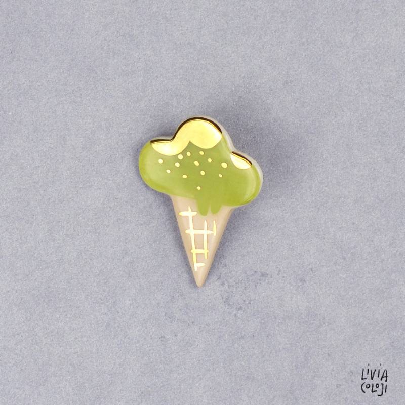 Pistazie Eis Keramik Pin Brosche, Geschenk Für Foodie von GruniCeramica