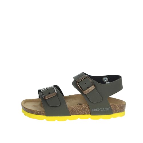 GRUNLAND Licht SB0901 40 Oliva Gelb Sandalen Kinder Jungen Anatomisches Fußbett Kork Zwei verstellbare Schnallen, Dunkelgrüm, 35 EU von Grunland